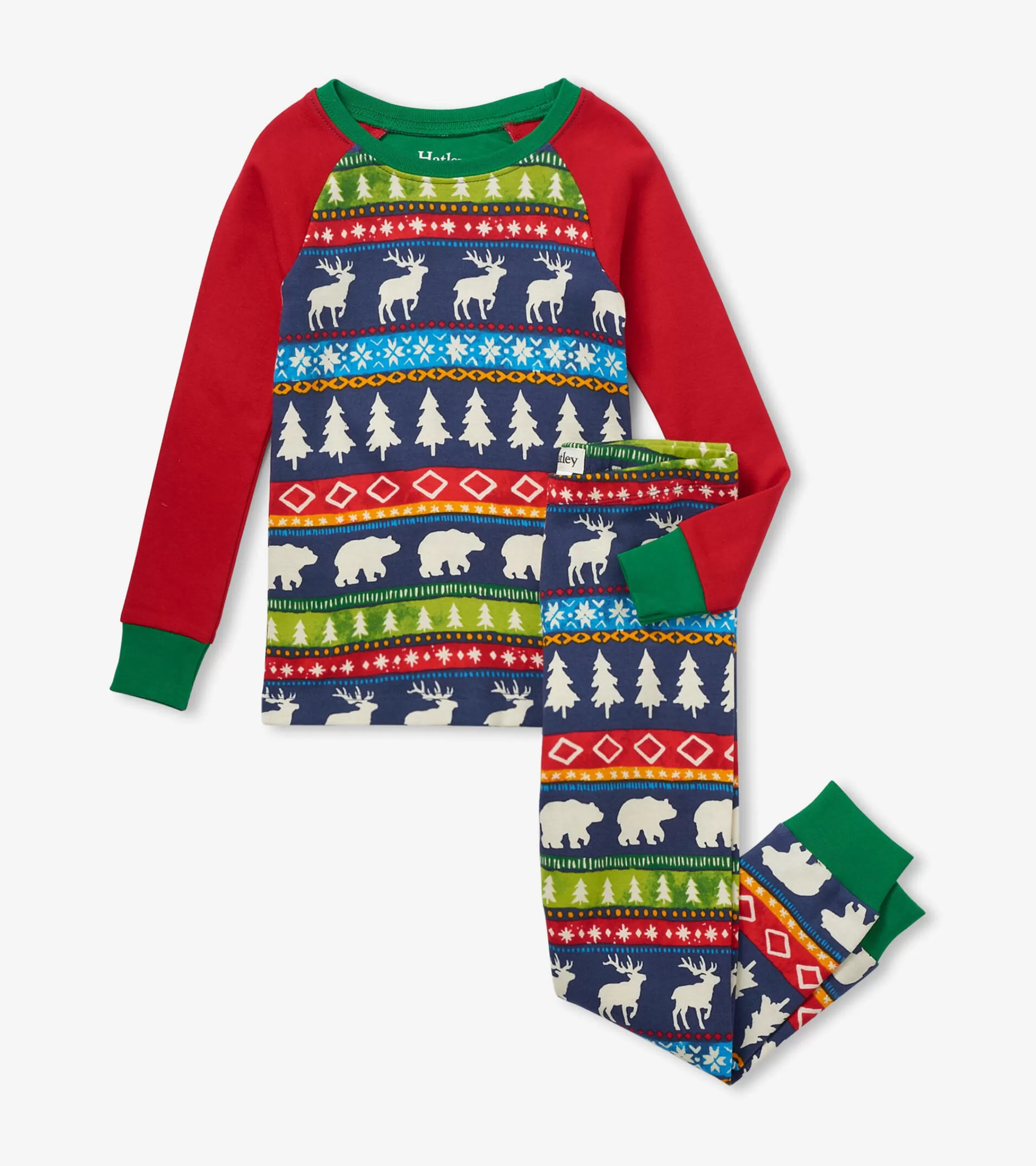 BOY Hatley Sleepwear | Sleepwear*Navy Painted Fairisle Raglan Kids Organic Cotton Pajama Set