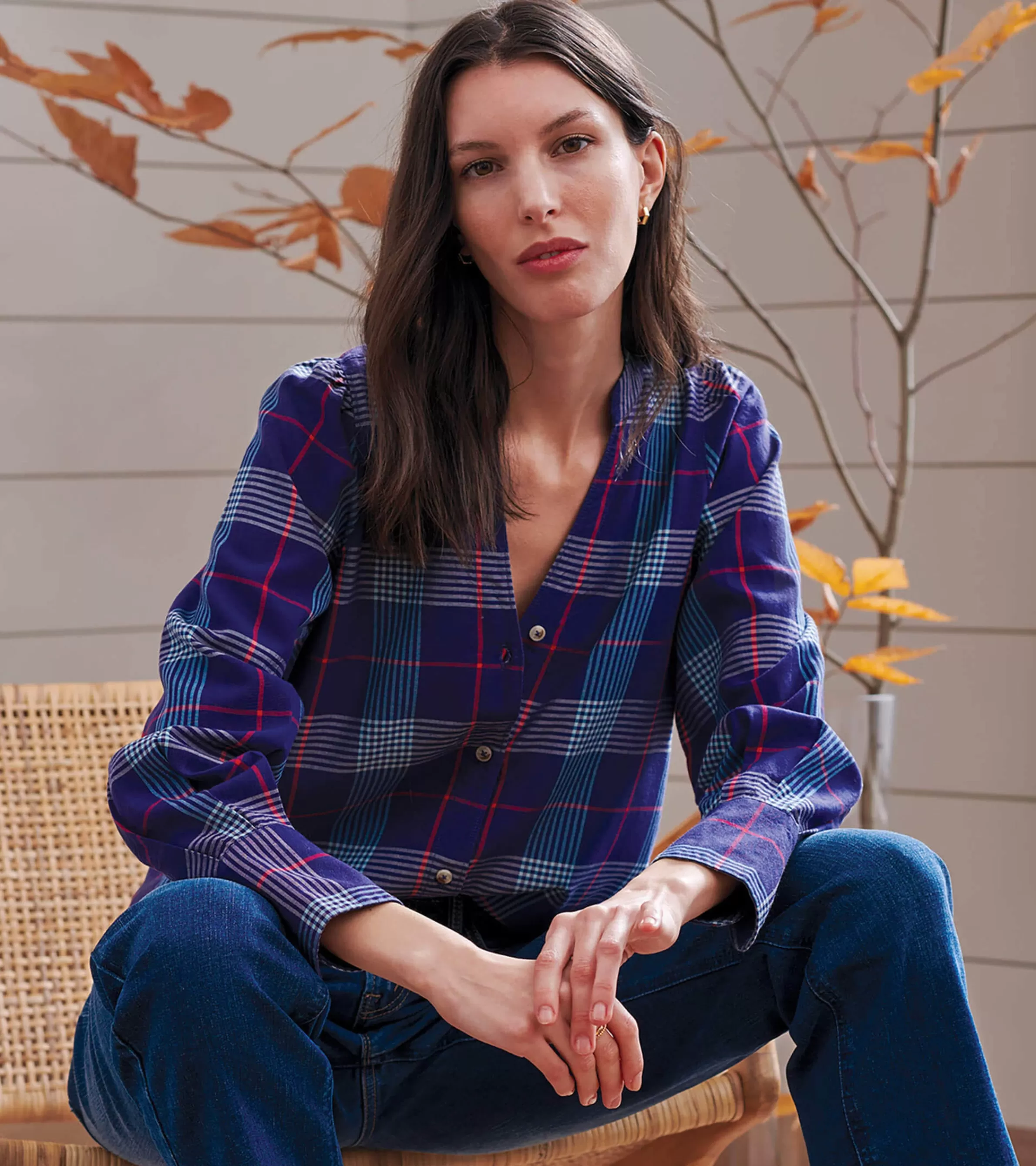 Women Hatley Tops*Olivia Blouse - Patriot Blue Plaid