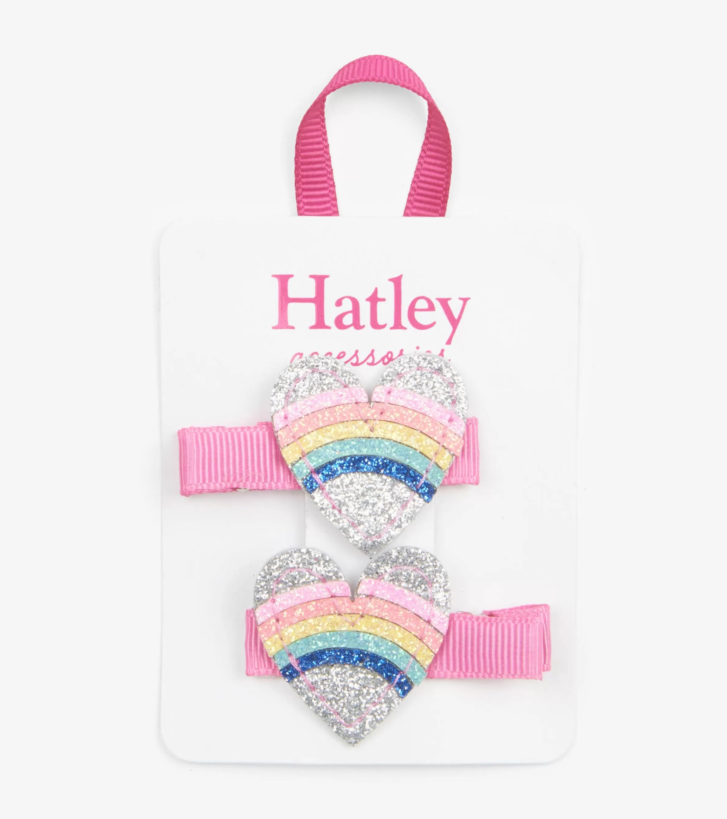 Hatley Accessories*Rainbow Hearts Glitter Hair Clips