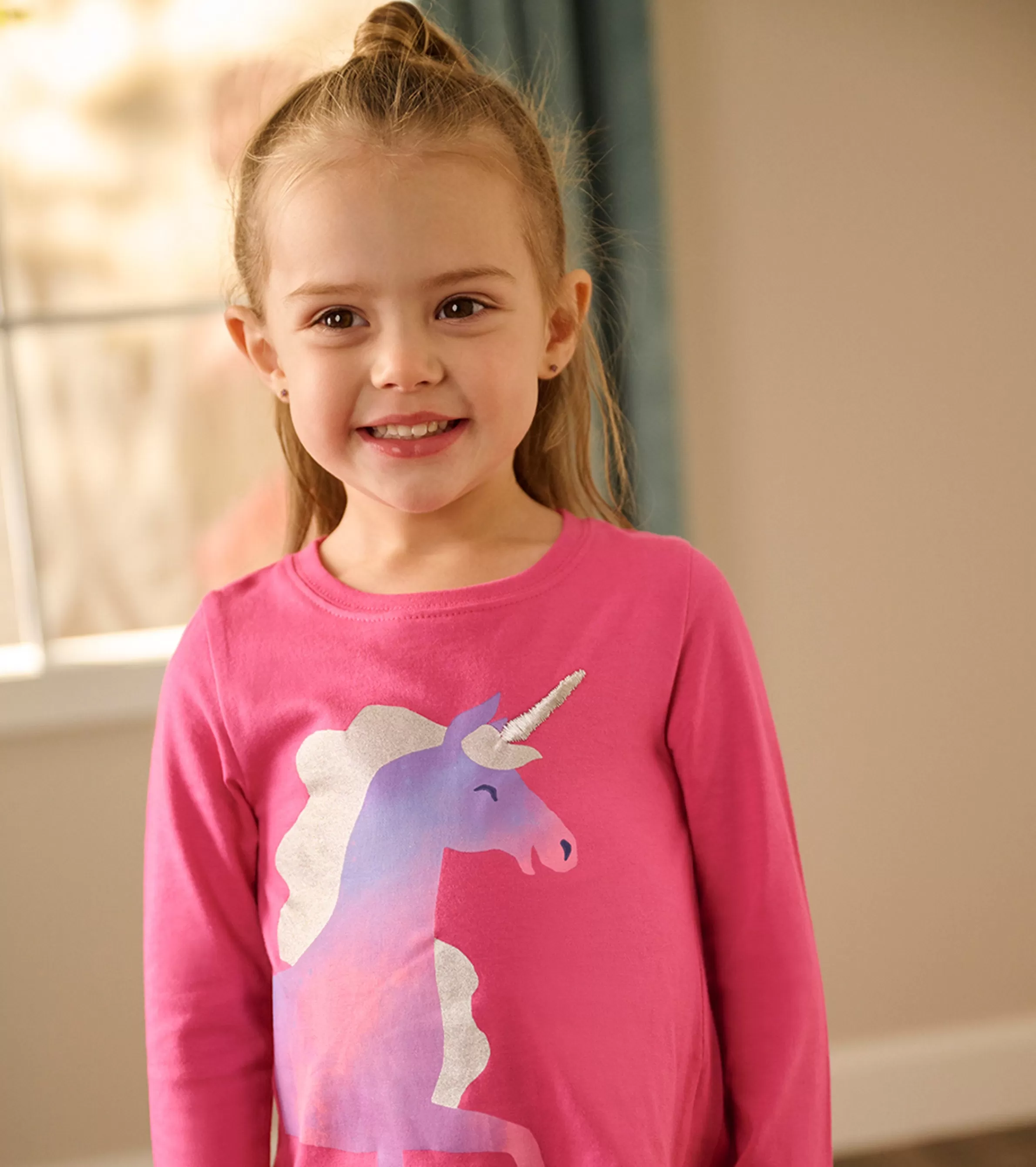 Hatley Tops*Rasberry Unicorn Long Sleeve T-Shirt