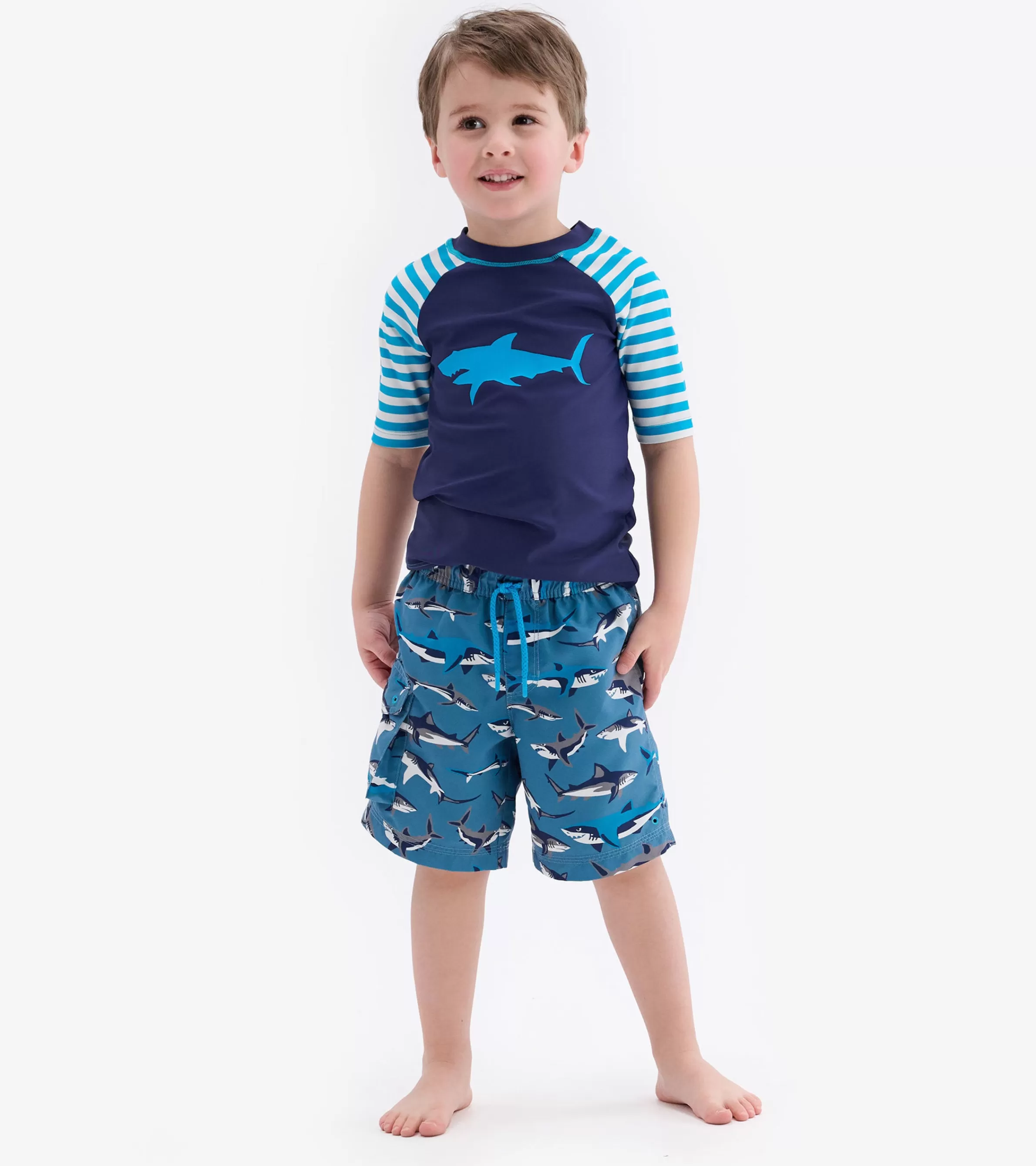 BOY Hatley Swimwear | Swimwear*Shark Stripes Short Sleeve Rashguard