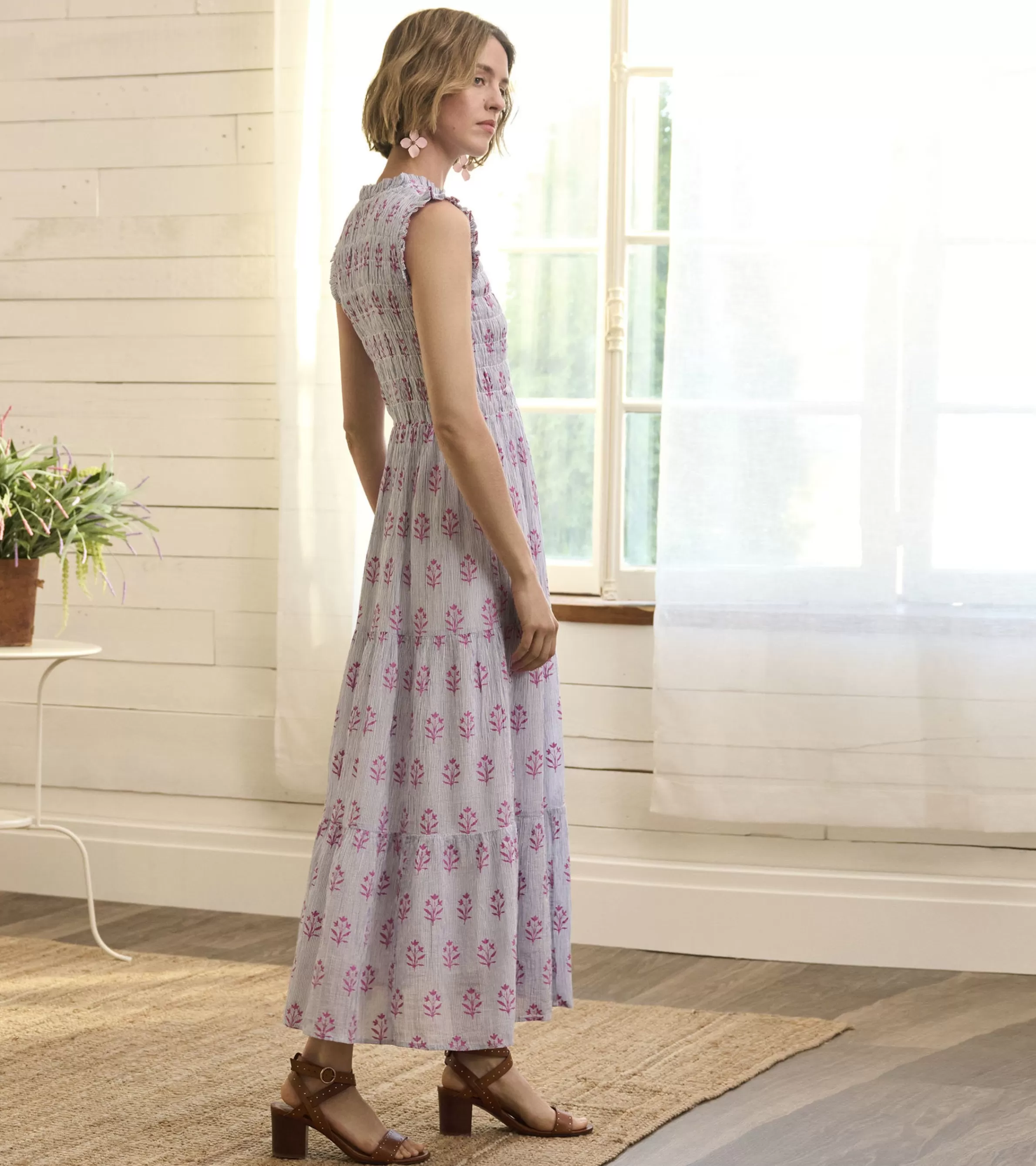 Women Hatley Dresses*Smocked Maxi Dress - Wildflower Seersucker