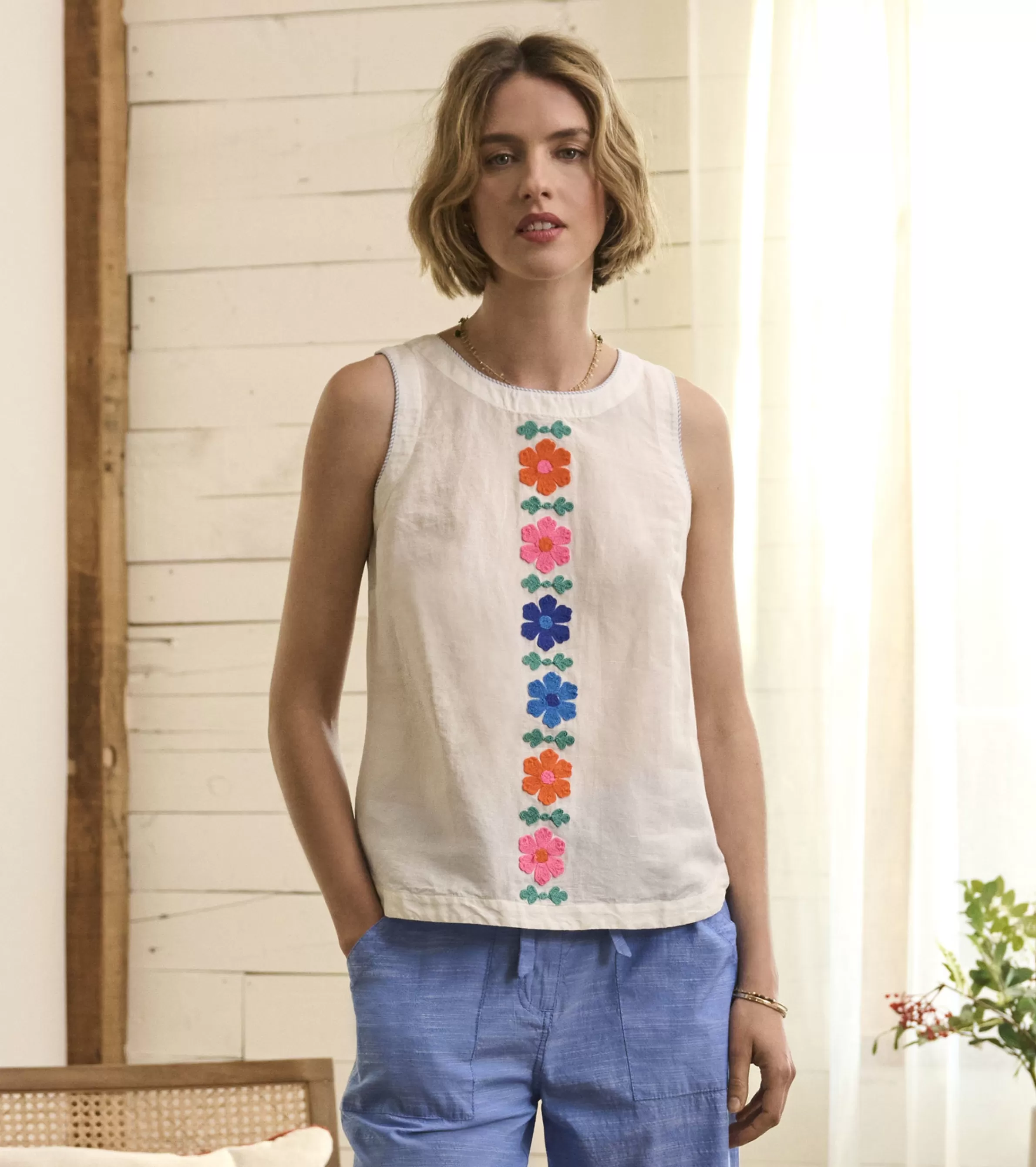 Women Hatley Tops*Tessa Tank Top - Embroidered Flowers