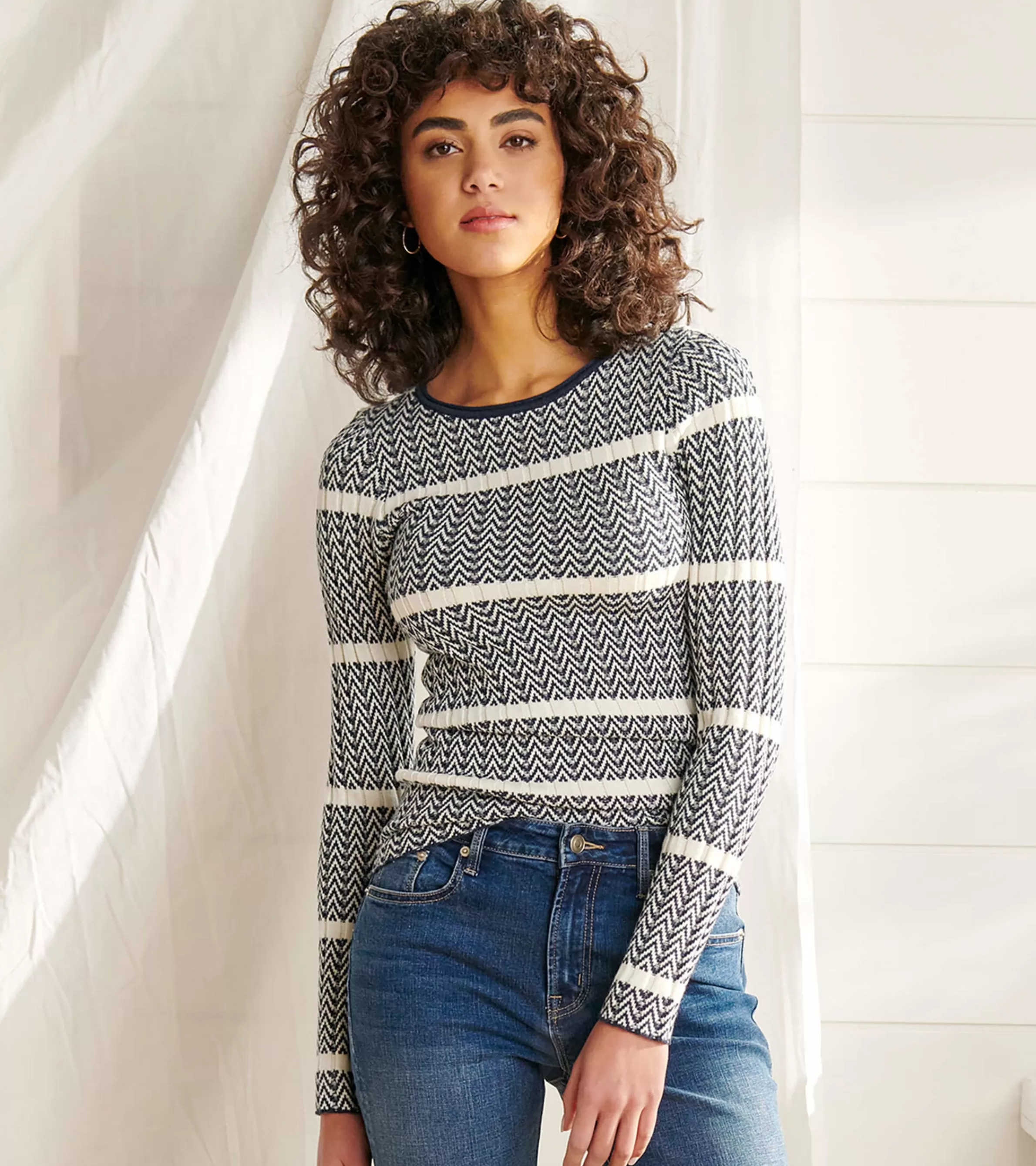 Women Hatley Tops*Zig Zag Sweater - Maritime